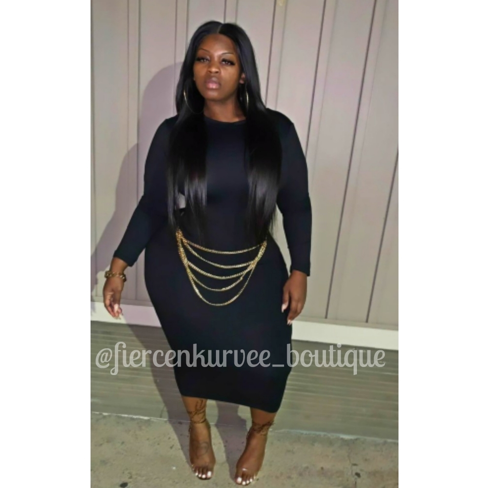 Plus size black midi